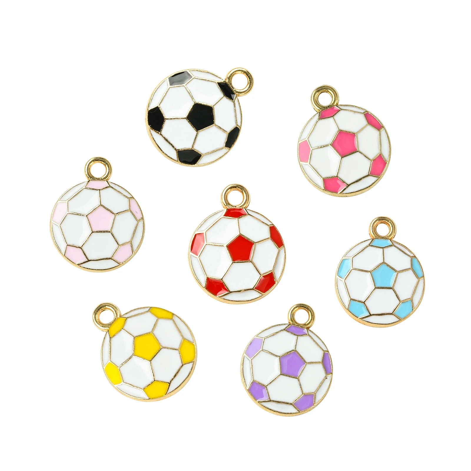 35Pcs 7 Colors Enamel Ball Game Sport Charms Colorful Football Soccer Charms Sport Enamel Charms for Jewelry Making DIy