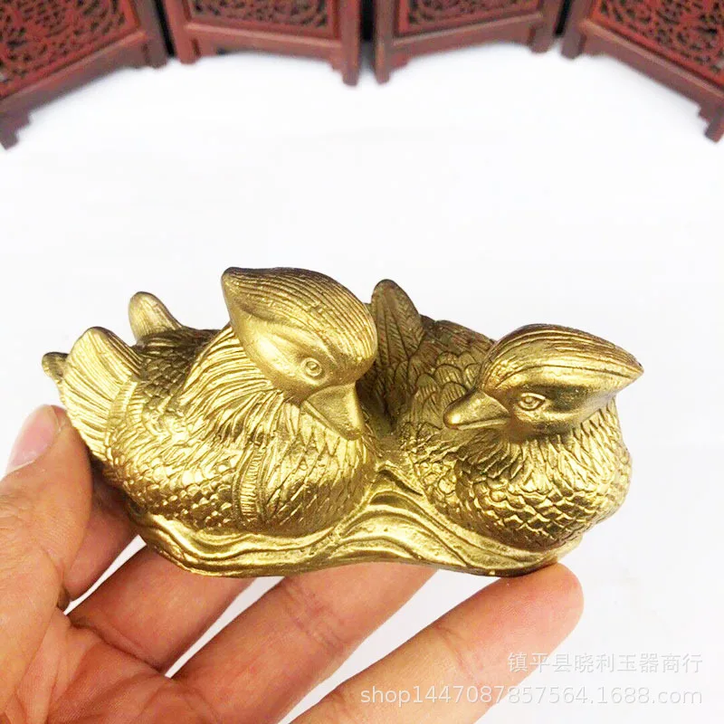 Bronze Mandarin Duck Ornament Relationship Marriage Small Good Harmony Wedding Gift Metal Craft
