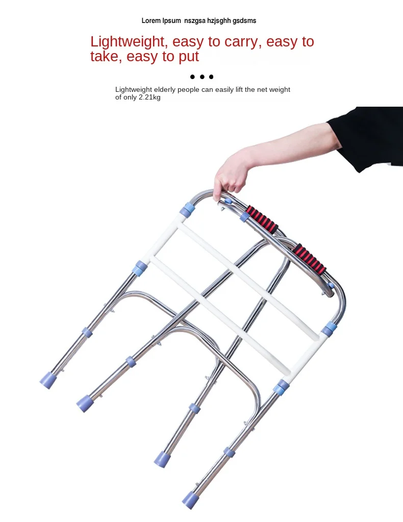 Foldable Walkers For Elderly Rehabilitation Walking Aid Armrest Crutches Height Adjustable Stainless Steel Patient Armrest Frame