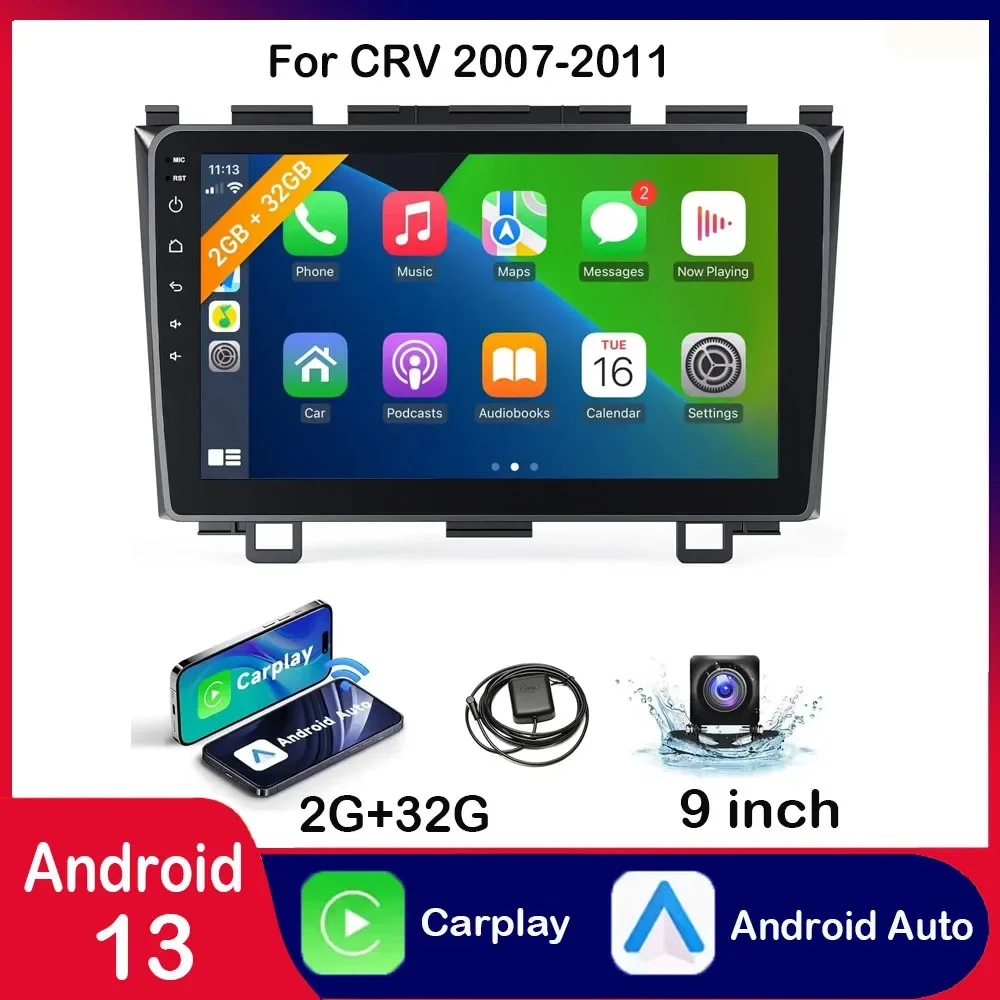 

2+32G 9Inch Car-play Car Stereo Radio Compatible for CRV 2007-2011 Android 13