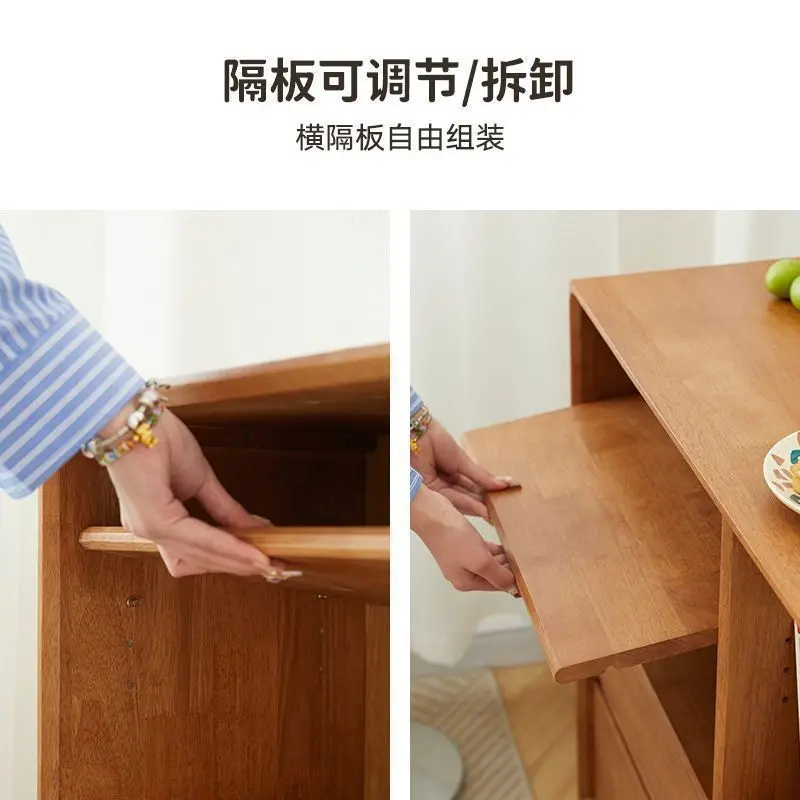 Madeira de borracha chinesa multicamadas com armazenamento de gaveta, estante de chão universal, armazenamento doméstico, combinação de sala de estar