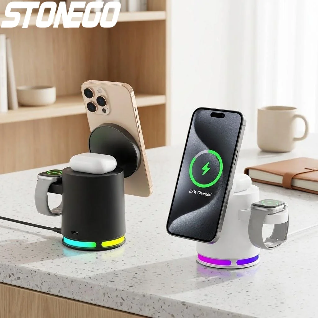 3 in 1 Magnetic Wireless Charger Fast Charging Station for iPhone 12 13 14 15 16 Apple Watch AirPods Samsung Galaxy