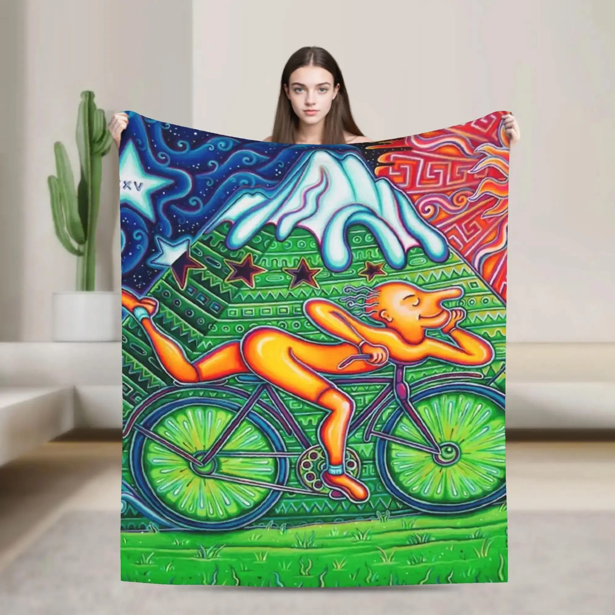 

Фланелевое одеяло LSD Albert Hofmann Bicycle Day, мягкое и теплое, для кровати, дивана, кресла, детское зимнее покрывало с принтом