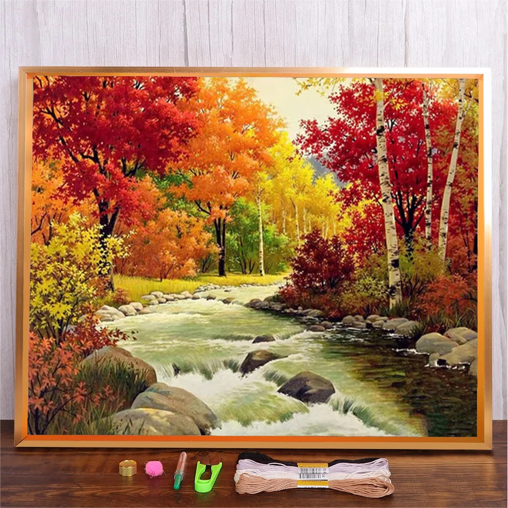 

11CT Full Printed Canvas Cross Stitch Kit Hand Cotton Thread Cross-stitching Embroidery Handmade Needlework Crafts For Adults