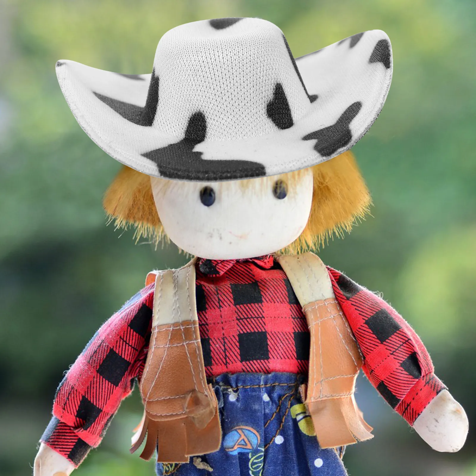 

Миниатюрная ковбойская шляпа с коровьим принтом, стильная, милая, для декора миниатюрного домика, аксессуар для рукоделия