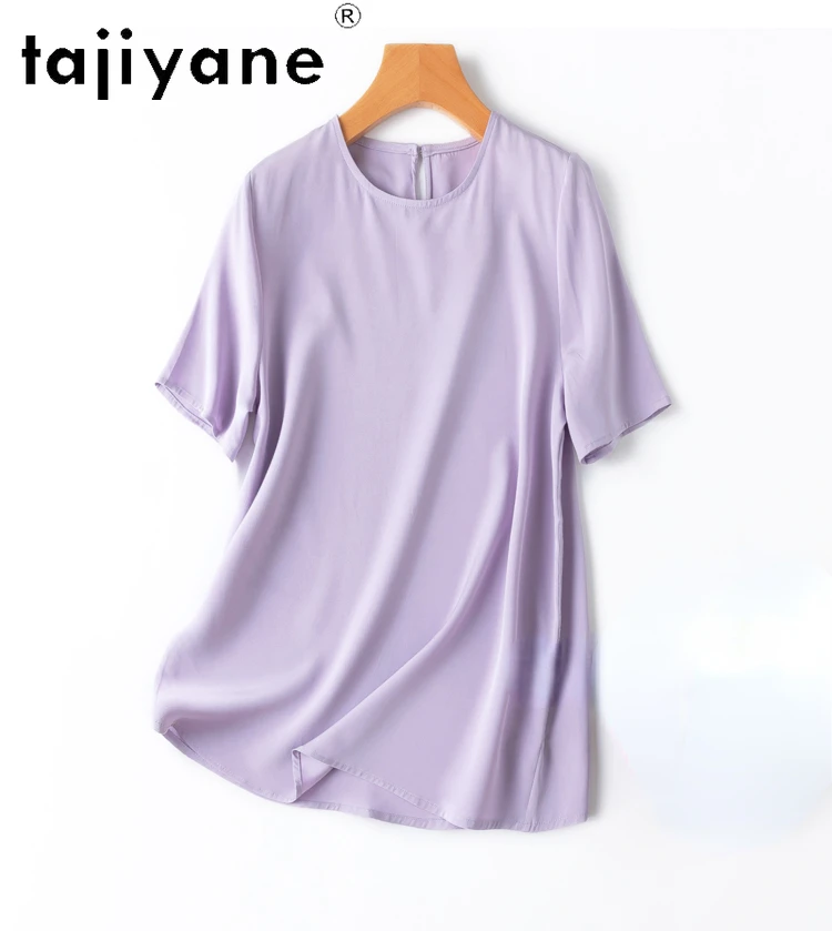 TAJIYANE 93% Mulberry Silk 26 Momme T Shirts for Woman Summer Women Clothing Tops Casuales More Colors Womens Топ Женский 2024