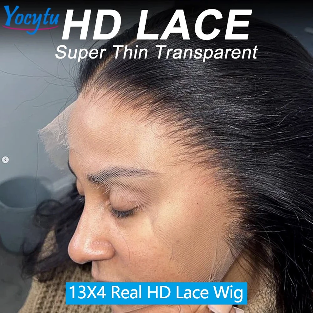 YOCYTU HD dentelle perruques 13x4 HD dentelle frontale perruque 24 pouces droite perruques de cheveux humains 15A Top qualité brésilienne armure perruques de cheveux humains