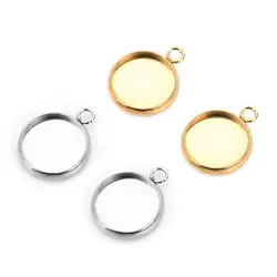 10pcs Stainless Steel Single Loop Round Cabochon Base Tray Bezels Blank Setting For DIY Bracelet Necklace Jewelry Making Finding