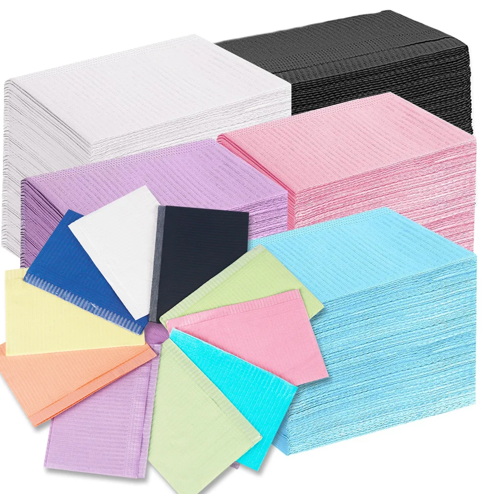 

100pcs Dental Bibs Disposable Dental Bibs Waterproof Tattoo Bib 3Layer Patient Bibs Tattoo Table Barber Dental Covers