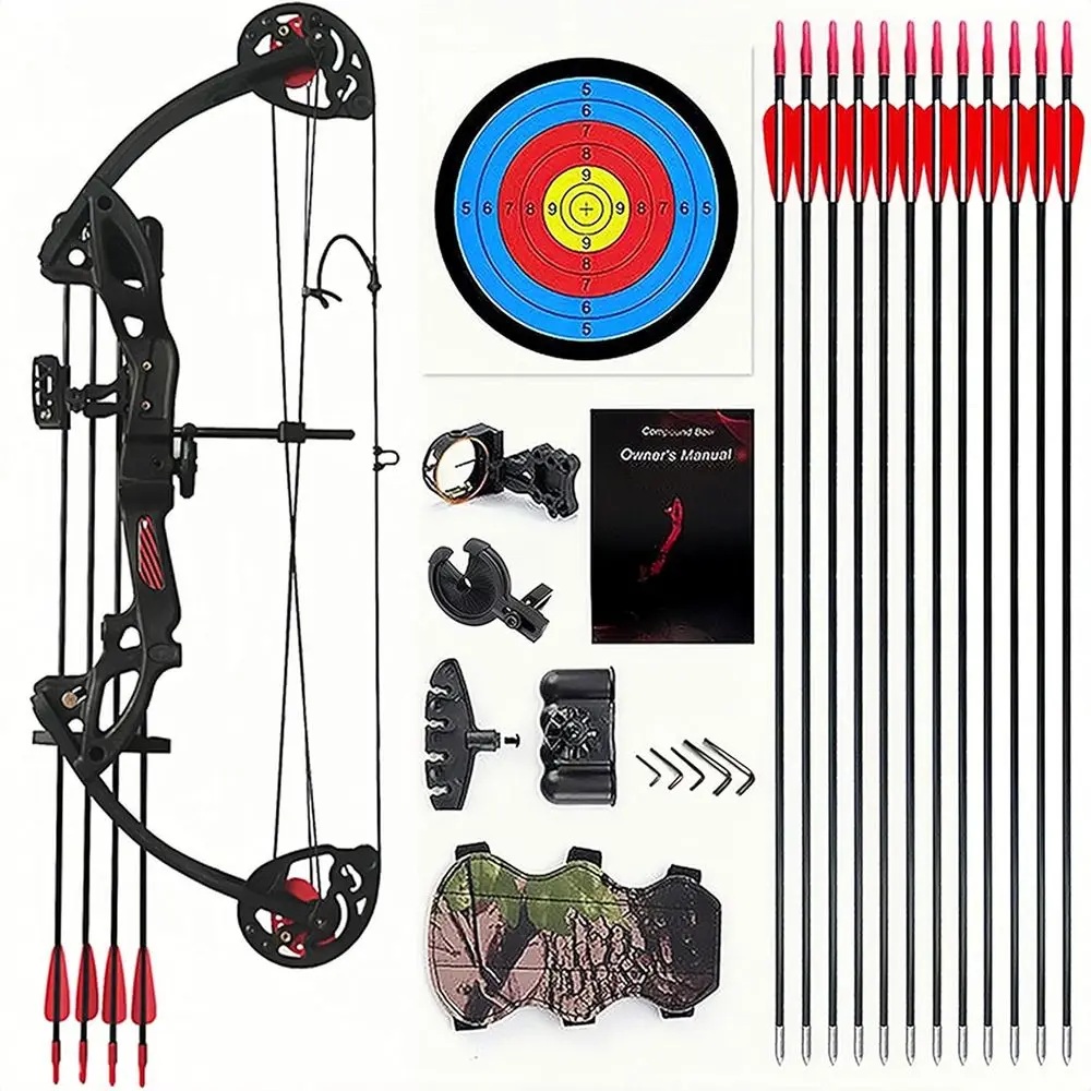 

Adjustable 15-29 lbs Compound Bow Set for Right-Handed Archers - Suitable for Youth and Beginners