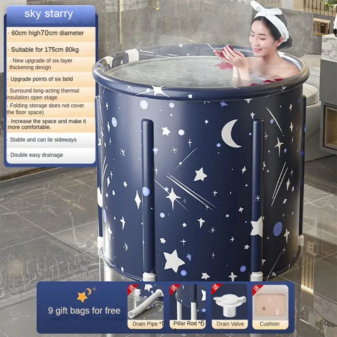 Seau de bain pliable PVC Matériel Baignoire chaude Baignoire glace thérapie de glace Sauna baignoires pour adultes pour le bébé grande piscine familiale