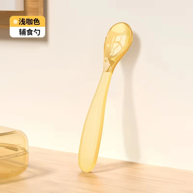 الطفل PP ملعقة سهلة التنظيف حجم صغير الفطام الطفل يميل ملعقة تصميم آمن غطاء مقاوم للغبار ملعقة مريحة لتغذية الوليد #5