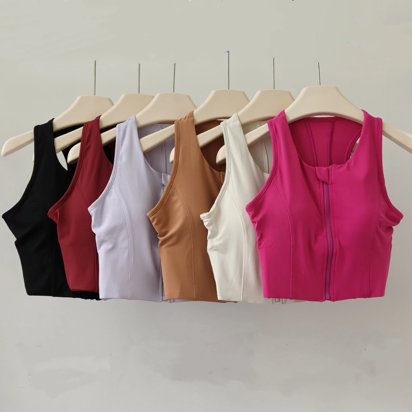 Hochintensive Yoga-Weste für Damen mit Frontreißverschluss, All-in-One-Sport-BH, Push-up, stoßfest, atmungsaktiv, Fitness-Weste, BH-Top – Detail 2