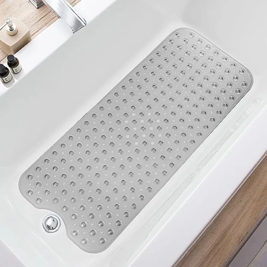 

39×16 Inch Extra Long Bath Mat, Non‑Slip with Suction Cups & Drain Holes for Bathroom