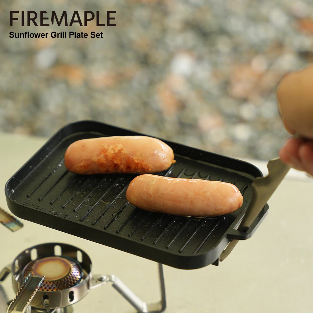 FireMaple Mini Grill Plate Set Zagęszczony, odporny na wysoką temperaturę, nieprzywierający prostokątny grill Wszechstronny grill kempingowy na zewnątrz Patelnia