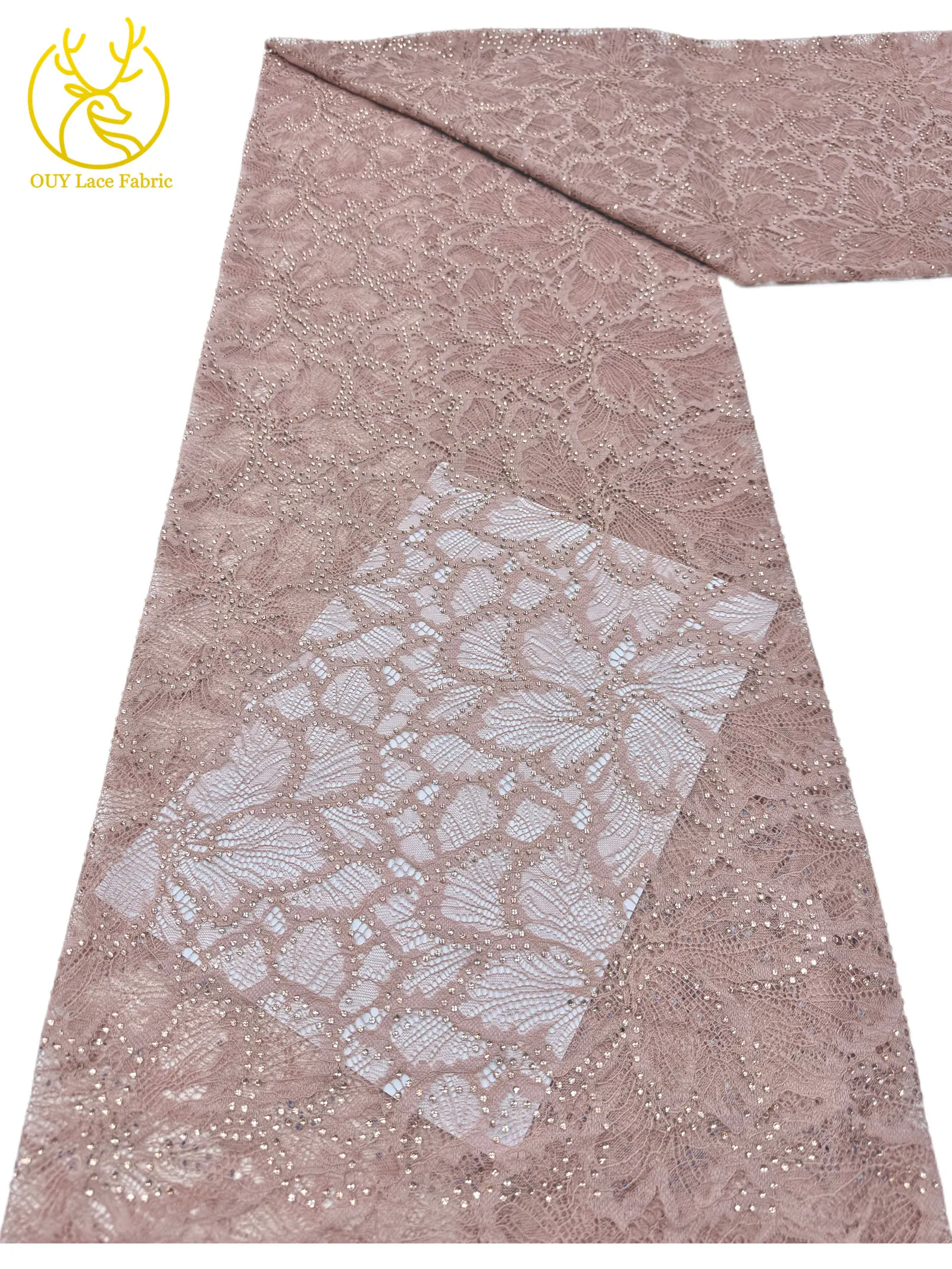 Nigerianischer Glasdiamant-Tüll-Spitzenstoff, französische Pailletten-Spitze, afrikanischer Spitzenstoff für Partykleid, Hochzeitskleid, 5 Yards – Detail 14