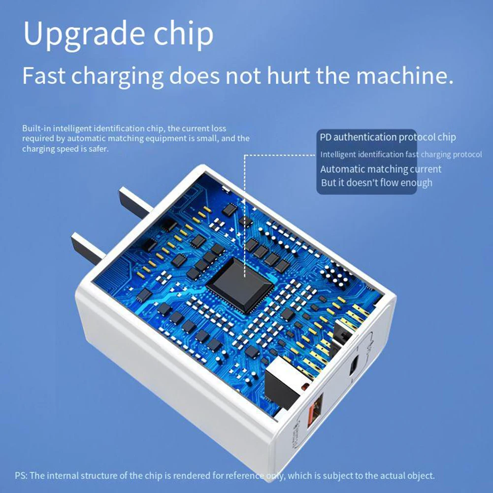 USB Wall Charger Block 20W Multi-interface PD Power USB Fast Charging Plug Box Brick Cube 3C Safety Certification