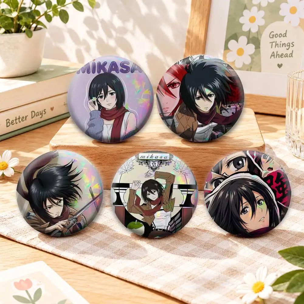 Mikasa A-Ackerman Attack on Titan Badges Creative Tinplate Button PinsBrooch Badge Clothes Backpack