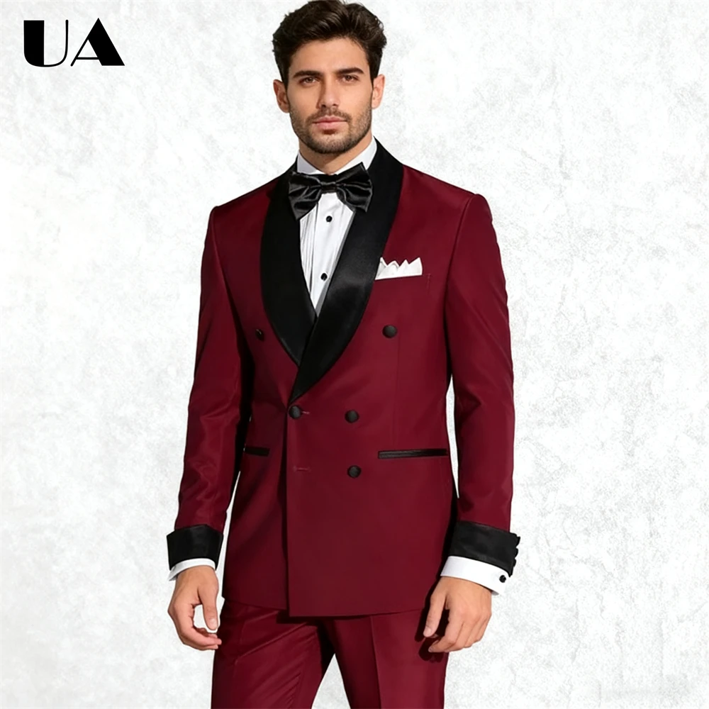 

Double Breasted Mens Formal Suit Attire, Two Pieces Tailored Fitting Suit Set (Jacket Pants) Business Evening Dinner Dating Tux