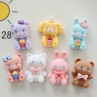 10 Pcs New Lovely Mini Cartoon Bear Rabbit Animal Series Resin Scrapbook Diy Jewellery Hairpin Accessories Decorate Craft A58