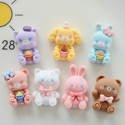 10 Pcs New Lovely Mini Cartoon Bear Rabbit Animal Series Resin Scrapbook Diy Jewellery Hairpin Accessories Decorate Craft