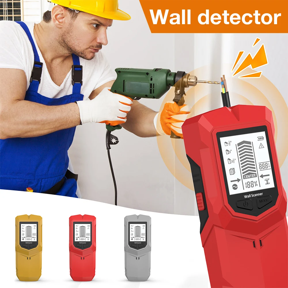HW-910 Настенный сканер Шпилька Настенный сканер Металлоискатель Провода переменного тока Кабель ПВХ Водопровод Металлический сканер по дереву