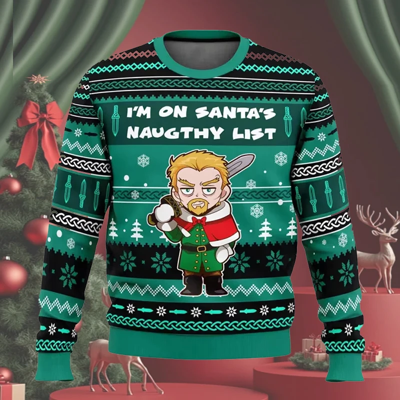 Happy New Year Ugly Christmas Sweater Fashionable Men's Women's Hoodies 2026 New Cartoon Anime Autumn/Winter Couple Hoodies