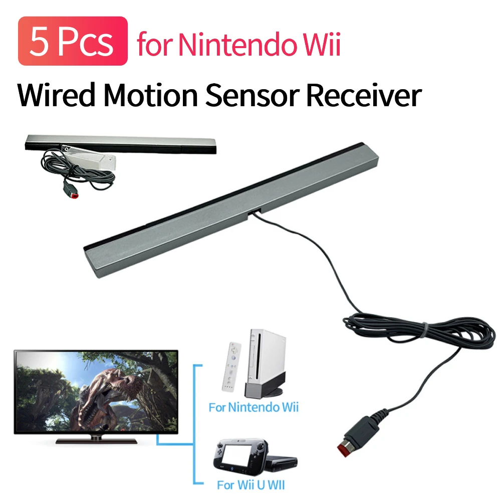 

5Pcs Wired Motion Sensor Receiver with Extension Cord Wired Infrared Ray Sensor Bar USB Wired Motion Sensor Bar for Nintendo Wii