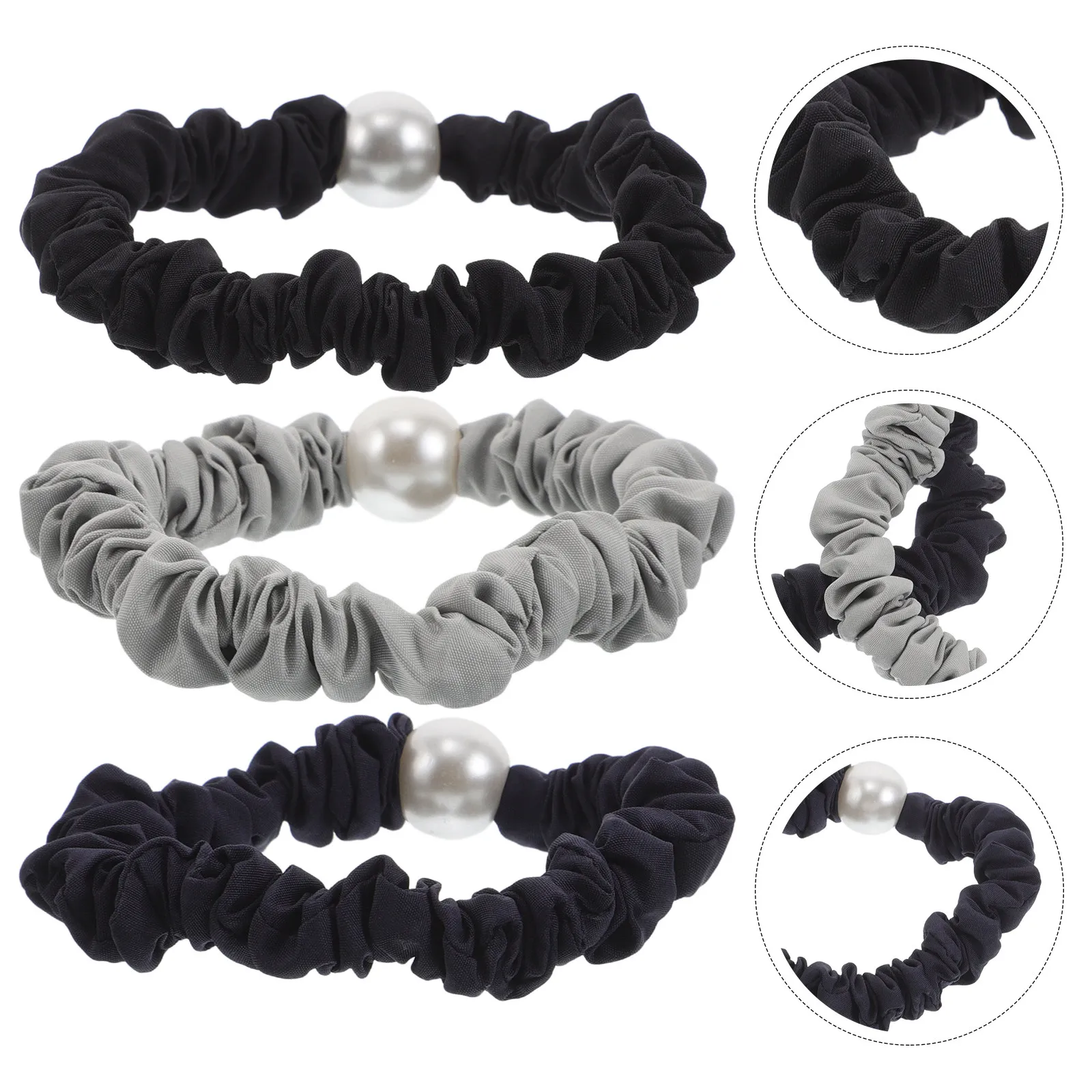 3Pcs Pearl Hair Ties Elastic Scrunchies Stretchy Decorative Ponytail Holders for Women Girls Fashion Hair Accessories