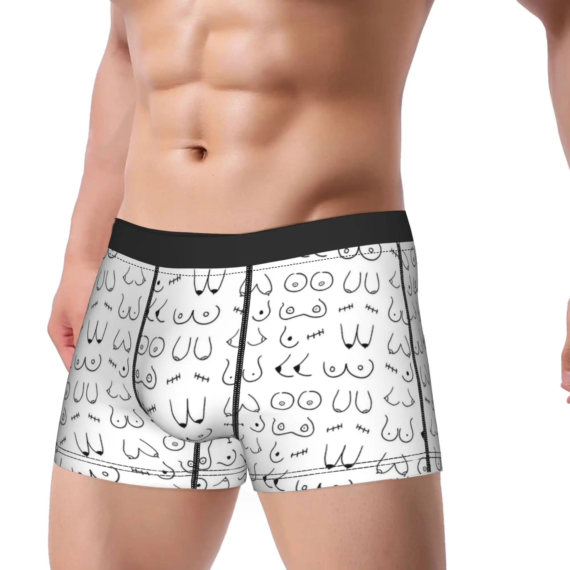 Breast Pattern Boobs Underwear  Men Boxer Brief Funny Boxer Shorts High Quality Custom Large Size Underpants