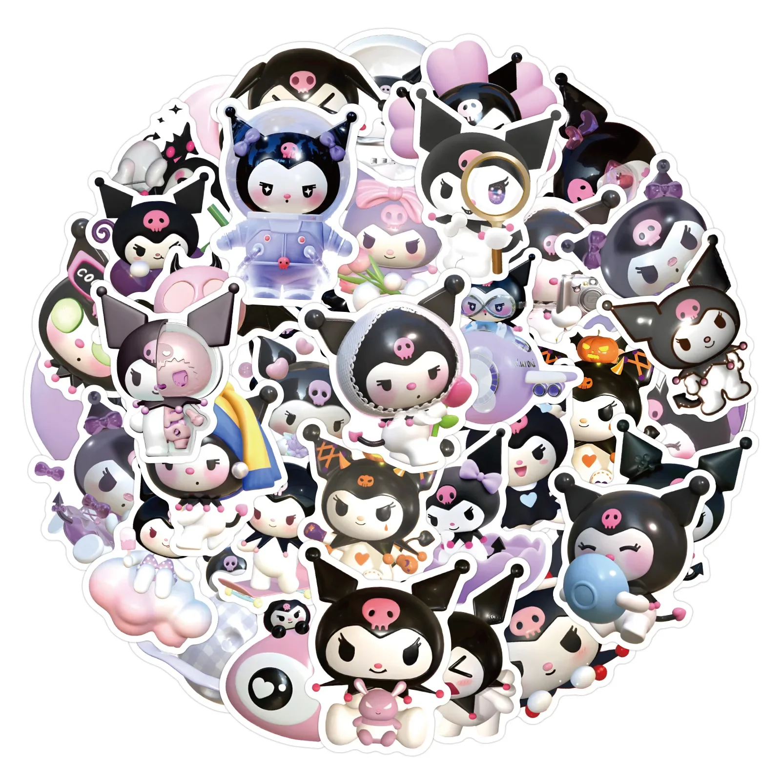 Sanrio Kawaii Kuromi Adesivos para Crianças, Decalques de Scrapbook, À Prova D \'Água, Graffiti, Laptop, Mala, Guitarra, Motocicleta, 10 Pcs, 25 Pcs,