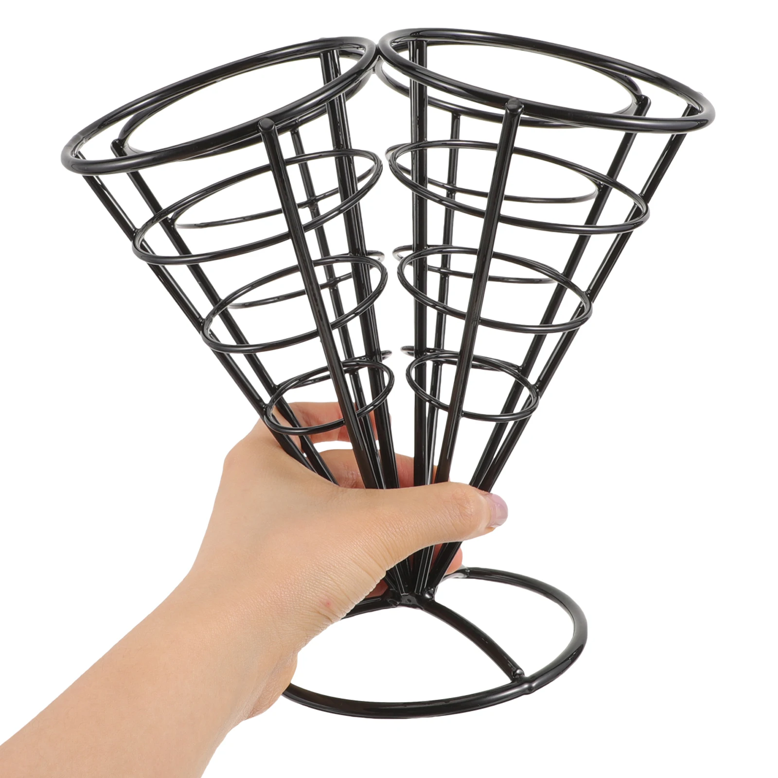 

Stainless Steel French Fries Holder Snack Display Stand Appetizer Serving Basket Chips Storage Rack Wedding Banquet Fries Cone