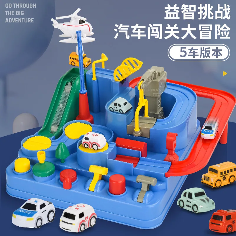 City Rescue Cartoon Car Race Track Big Adventure Puzzle Rail Coasting Magnetic Slot Toys Kids festival birthday Kid gift Toy