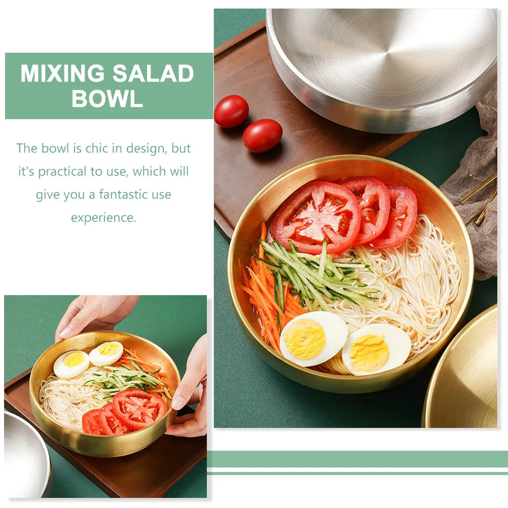 Ensaladera de acero inoxidable de gran capacidad, diseño elegante para servir frutas, postres, aperitivos, comida de cocina multifunción para el hogar
