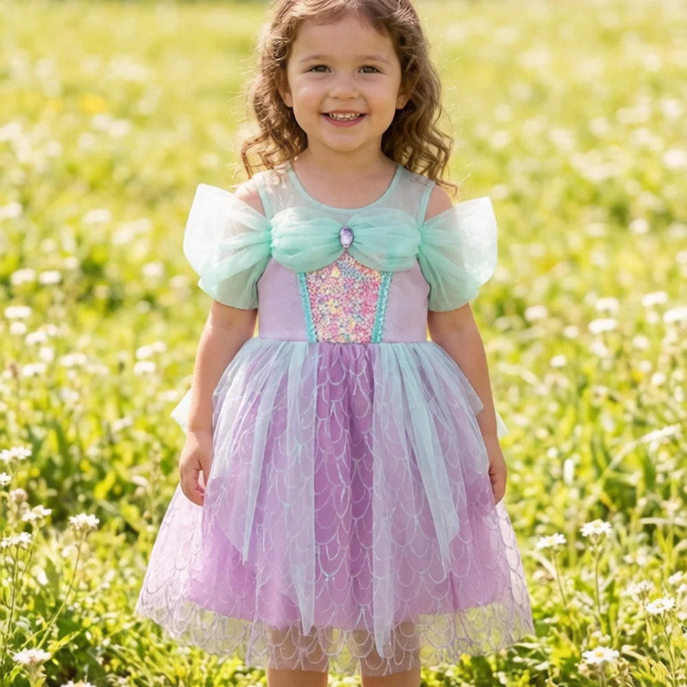 Little Mermaid Sequined Costume - Girls' Princess Dress for Halloween Cosplay Dress & Birthday Party