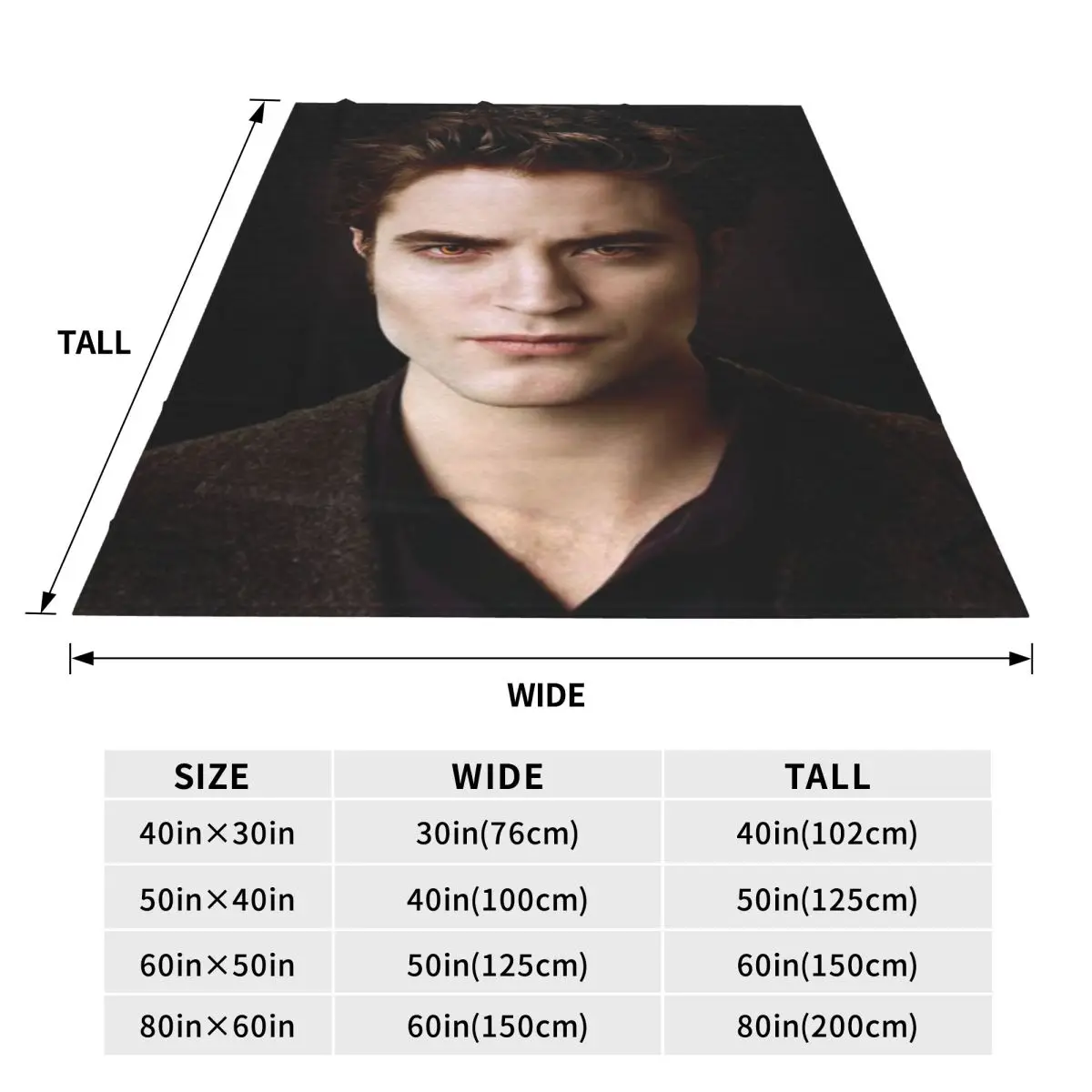 The Twilight Saga Edward Cullen Blanket Soft Warm Flannel Throw Blanket Cover for Bed Travel Home Couch
