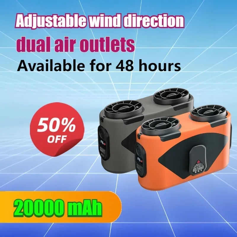 20000mAh Portable Long-Lasting Clip-on Waist Fan with 6 Wind Speed Settings Ideal for High-Temperature Working Environments