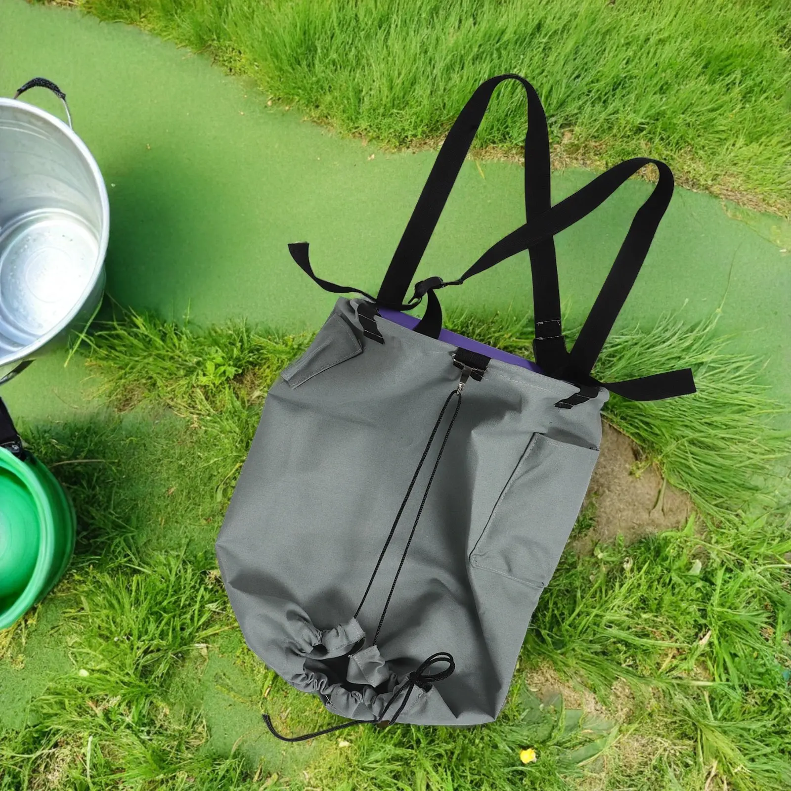 Canvas Fruit Picking Bag Khaki Thickened Canvas Steel Ring Drawstring Apron Garden Orchard Pick Bag Peaches