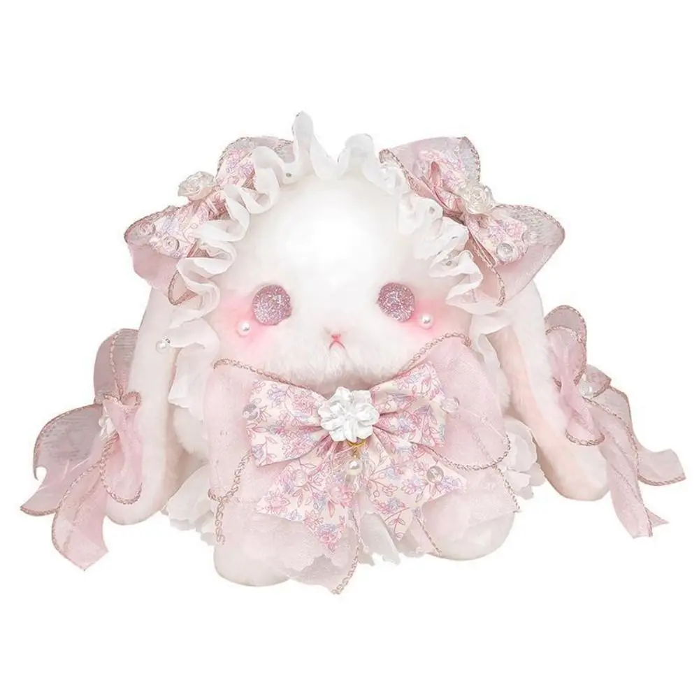 Nuevo bolso de felpa de conejito, bolso de hombro dulce Lolita, bolso de princesa con cadena de perlas, bonito bolso cruzado de conejo de orejas largas Kawaii