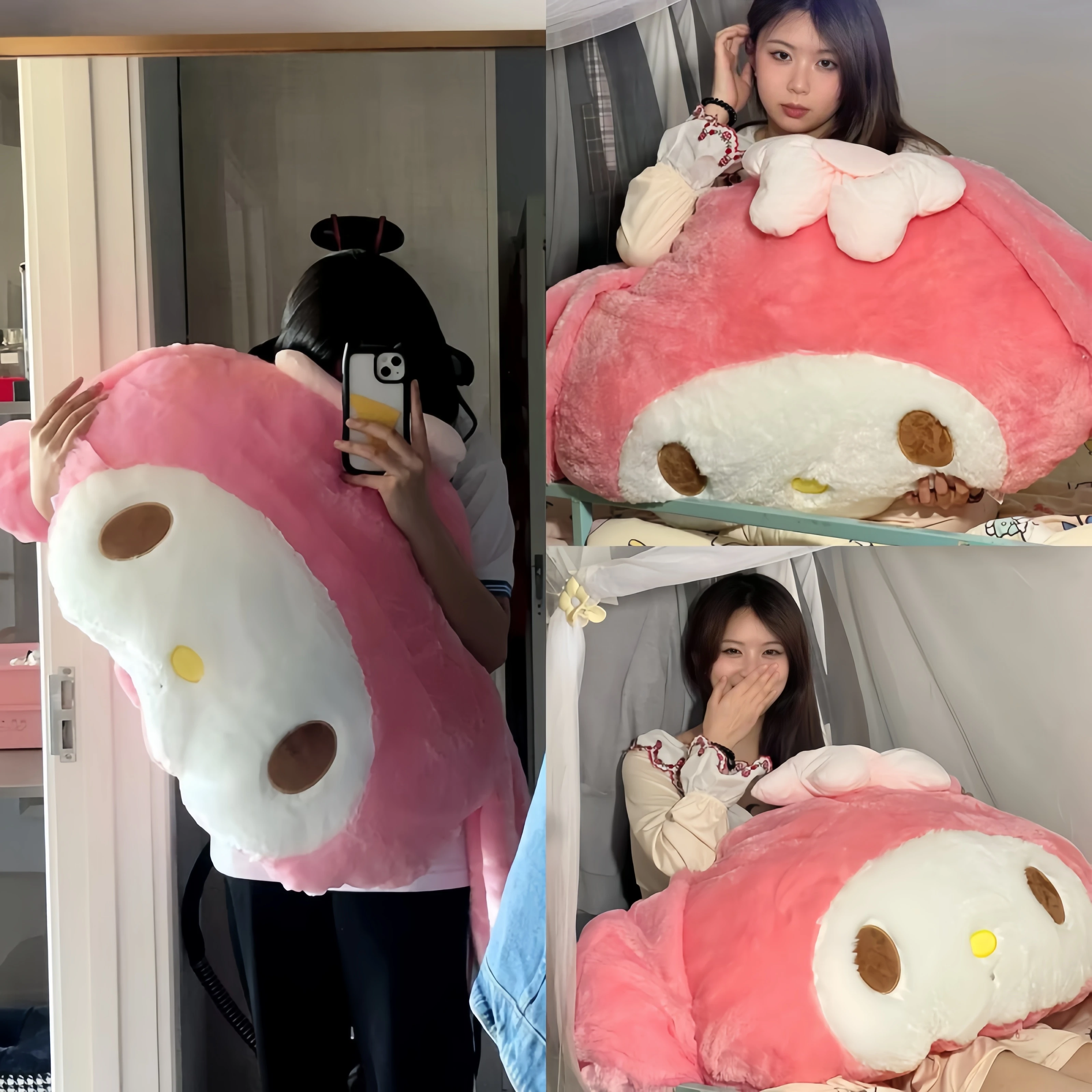 

Big Size My Melody Plush Toy Hello Kitty Hug Pillow Comfortable Back Cushion Melody Plushies Sofa Decorative Pillow Girl Gift