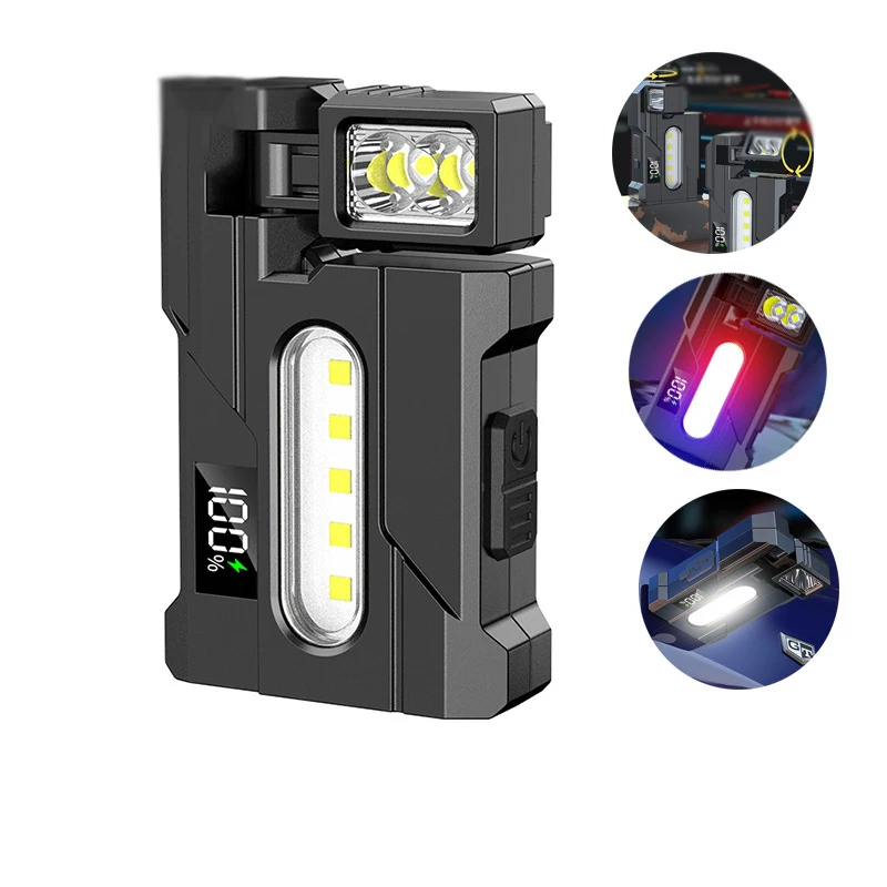 

C2 EDC LED Flashlight Dual Work Light 7 Modes USB Rechargeable with Magnet Clip IPX4 Waterproof Camping Fishing Emergency Lights