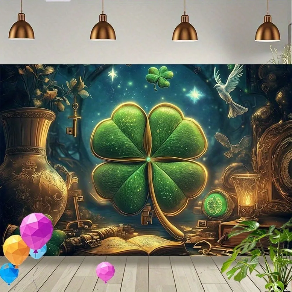 네잎 클로버 태피스트리 다양한 크기 인쇄 디자인 테마 폴리에스터 장식용 홈 가든 이벤트