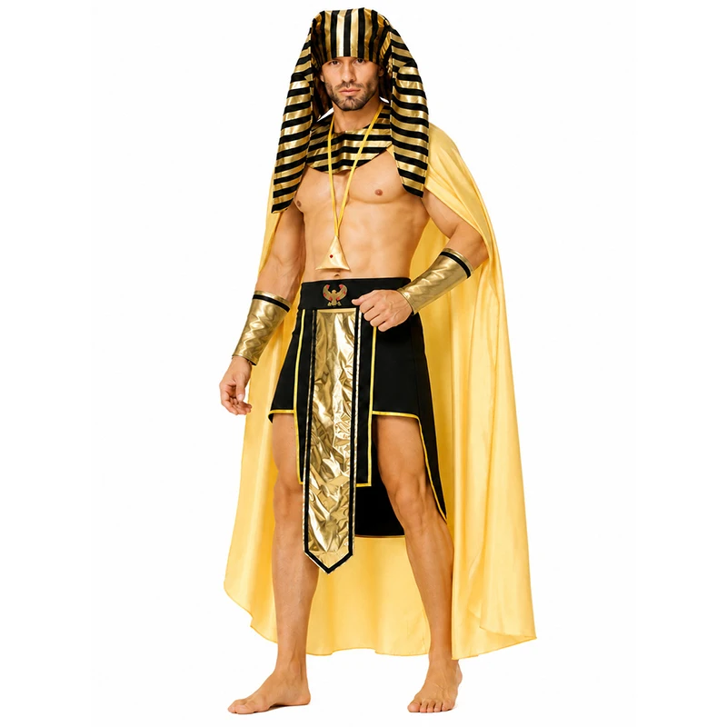2026 New Arrival King Tut Ancient Cosplay Adult King of Egypt Halloween Fancy Dress Up Mens Egyptian Pharaoh Costume view 2
