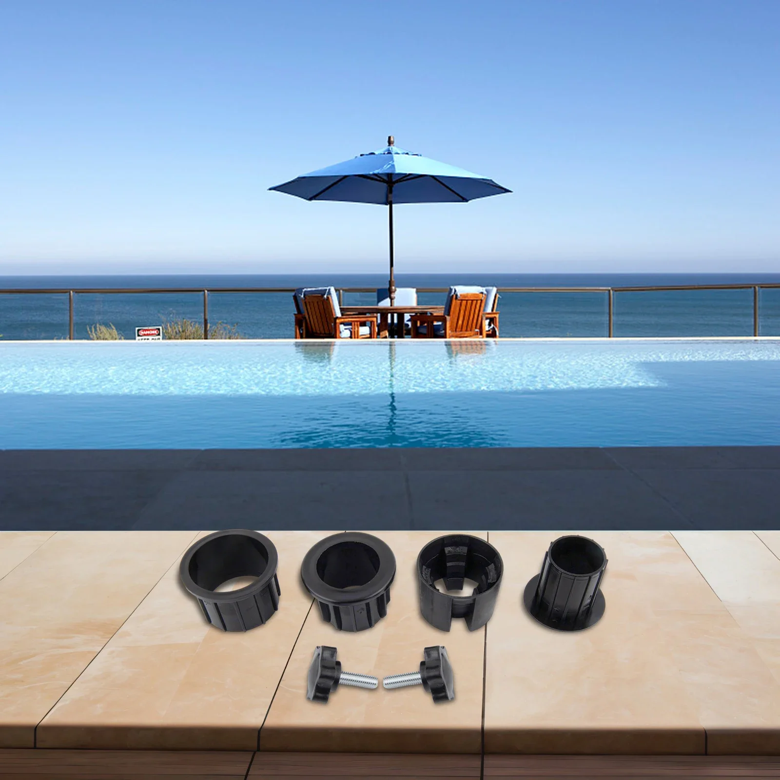 

Устройства для улицы Аксессуары для зонтов для патио Многоразмерные чехлы для колец Пляжный зонт Совместимость с столбами 1,9 дюйма