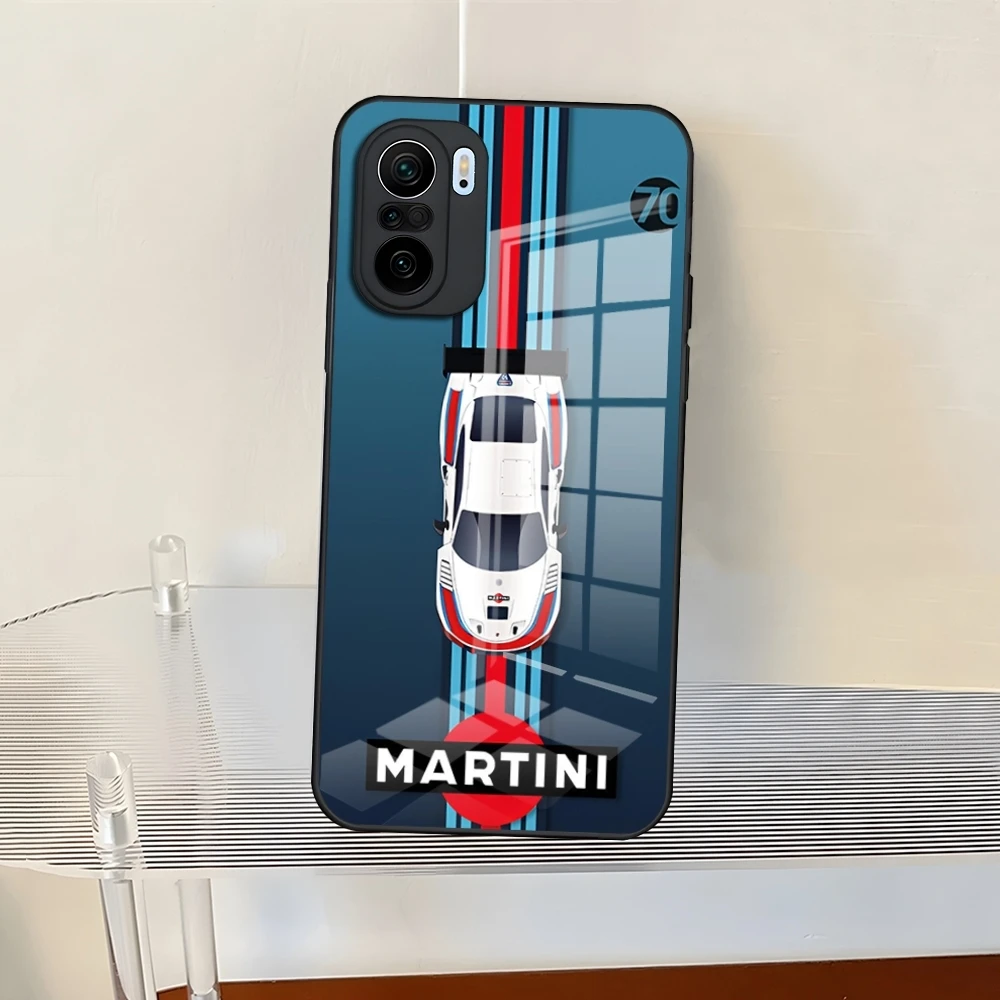 Martini Racing Horizontal Stripe Phone Case For Redmi 13 12 13c 12c Note 13 Pro Plus 11 12 Pro 10 12s 11s Glass Back Cover