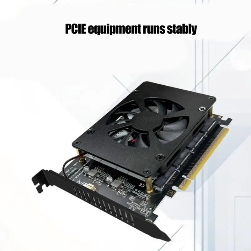 M.2 PCIe X16 Expansion Card Supports NVMe M.2 4x128Gbps Fast Speed Data Transfer Board with Cooling Fan Accessories 77JC