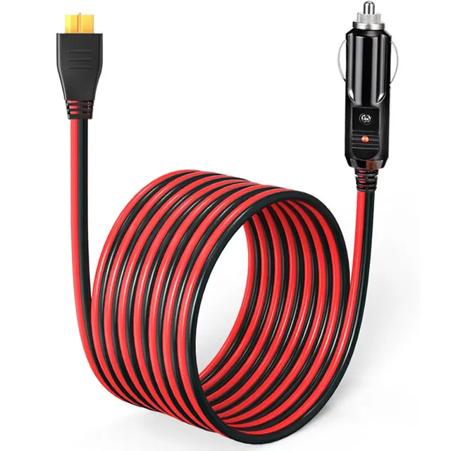3m/1,5m 12AWG XT60 Zapalniczka samochodowa do XT60 Kabel łączący do ALLPOWERS R600 R1500 R2500 Ecoflow River Delta Anker itp.