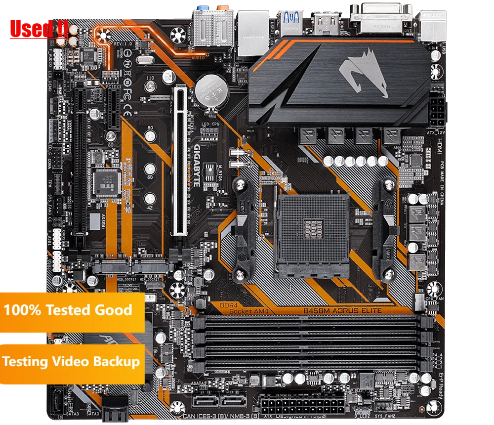 Gigabyte GA B450M AORUS ELITE AMD B450 /4-DDR4 DIMM /M.2 /USB3.1 /Micro-ATX /New / Max-64G Double Channel AM4 Motherboard