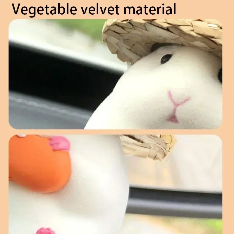 Cute doll straw hat hamster car interior accessories new car interior pendant center console decoration car decoration