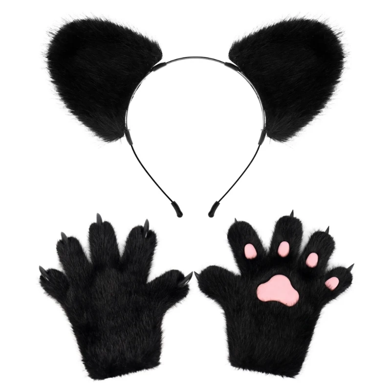 Bandeau pour cheveux d'ours, bandeau d'halloween en peluche, cerceau d'oreille, accessoire Costume